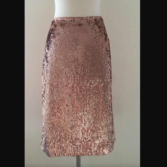 387. J. Crew NWT Rose Gold Full Sequin Midi Skirt Sz 14 $148 - Picture 2 of 2